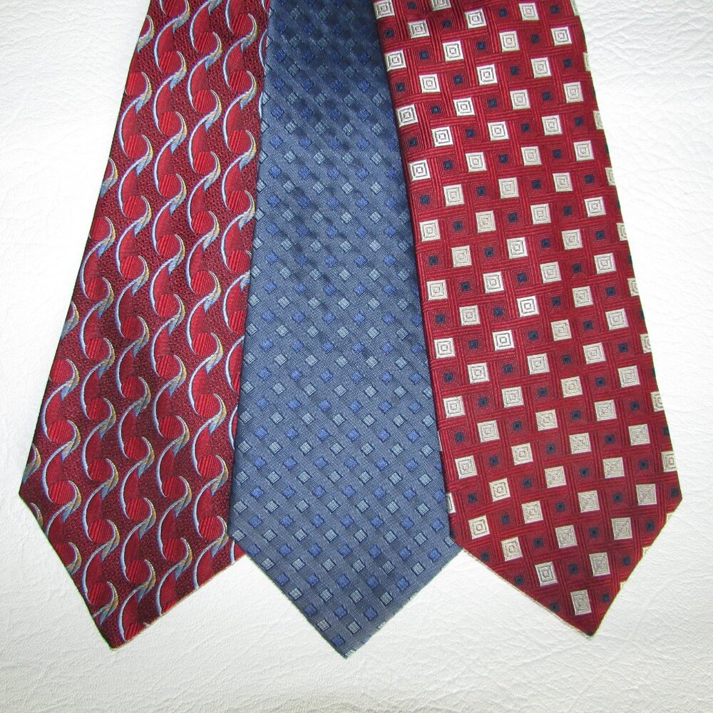 Red and Blue Silk Tie Lot - 3 Ties